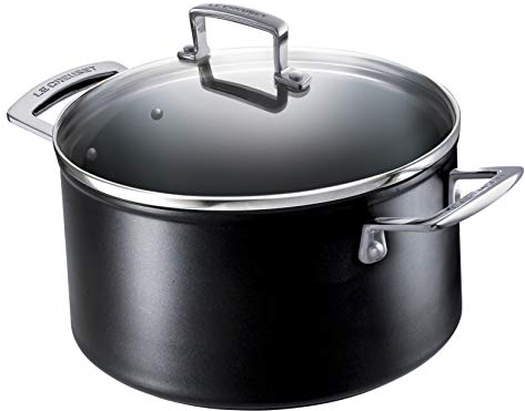 LE CREUSET - Olla de Aluminio Antiadherente con Tapa, 18 cm, Color Negro