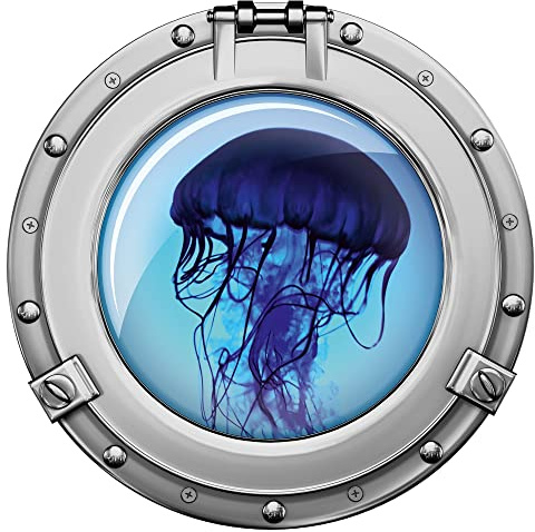 GRAZDesign Wandtattoo Badezimmer Bullauge Qualle Wandaufkleber Bad, Tür maritime Deko Meer - 30x30cm
