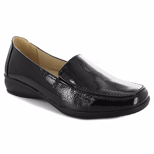 Dr Keller Womens Wide Fitting Shoes Ladies Lightweight Moccasin Flat Low Wedge Comfort Fit Smart Casual Formal Office Work Leather Lined Light Weight Loafer Wider Fit Slip On Shoe Size 3-8
