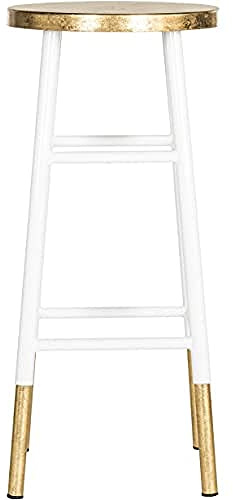 Safavieh Raymos Barhocker, lackiertes Metall, Weiß / Gold,34 X 34 X 76.2 cm