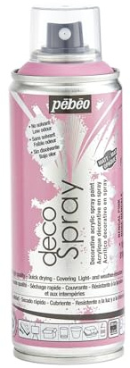 Pébéo - Peinture Acrylique en Spray - Pour la Décoration Multi Supports en Intérieur et Extérieur - Base Eau, Faible Odeur - 200 ml - Finition Mate - Coloris Rose Bengale