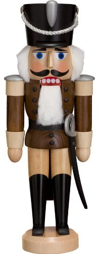 Nötknäpparen Hussar askbrun, 28 cm hög, original Erzgebirge av Seiffener Volkskunst SV 11312/6