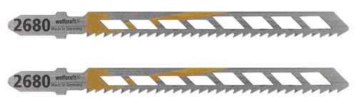 wolfcraft 2 Stichsägeblätter HCS L=100mm I 2680000 I T-Schaft I Holz u. Kunststoff I sauberer gerader Schnitt