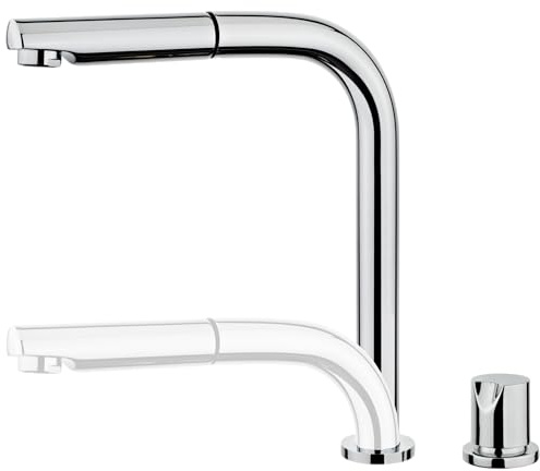 Essebagno Magic mitigeur évier chromé escamotable extractible 2 trous 'spécial fenêtre'