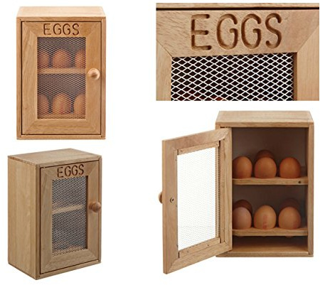 Wooden Cabinet Cupboard Style Egg Storage - holds a dozen (x12) eggs - 2 shelves with 6 slots each