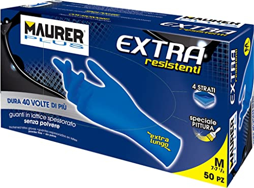 MAURER Guanti da lavoro in lattice ambidestri confezione 50 Pz Tg M