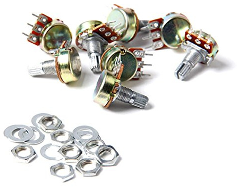 10 st B10K 3-stifts foder kona roterande potentiometer kastruller axel 10K ohm 16 mm