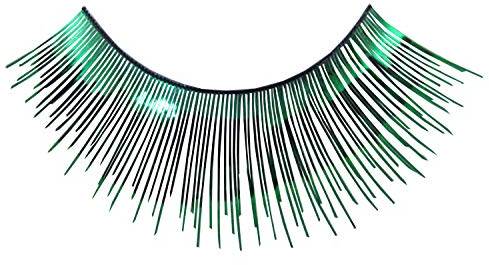 Eulenspiegel 000045 - Künstliche Wimpern, Grün metallic, 1 ml Spezial-Wimpernkleber, Anleitung, für Karneval, Mottoparty