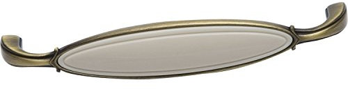 SIRO 1973-138ZN31A78 Griff Anaheim Lochabstand 128 mm,ZN/Kunststoff altmessing brüniert/beige