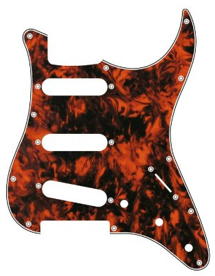 Pickguard E-Gitarre I Standart 11-Loch 3-lagig Marble/Marmor Orange SSS