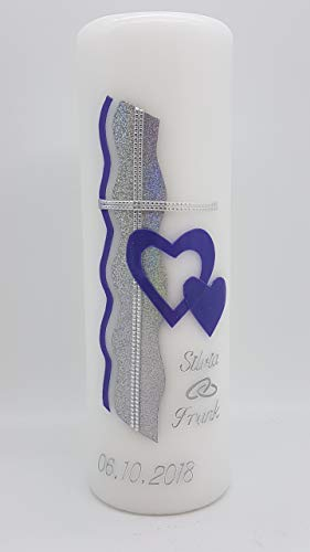 Hochzeitskerze mit Namen & Datum H-96f in vielen verschienden Farben