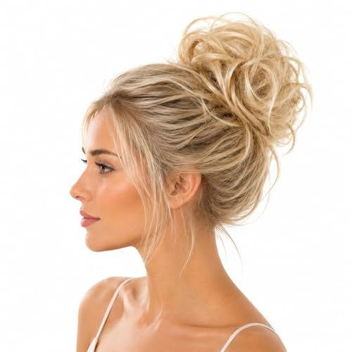 CAISHA Haarteil Haargummi Hochsteckfrisuren Voluminös Gewellt Unordentlich Kunstfaser DM13cm Blond Mix G13C