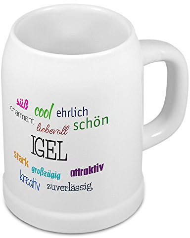 digital print Bierkrug mit Namen Igel - Motiv Positive Eigenschaften - Namenstasse, Becher, Maßkrug, Humpen