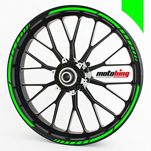 Motoking Felgenrandaufkleber GP im GP-Design passend für 12 Zoll Felgen für Motorrad, Auto & mehr - NEON GRÜN