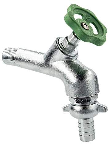 tecuro Zapfhahn matt verchromt mit austauschbarem Handrad Oberteil 1/2 Zoll Außengewinde Wandanschluss für Garten