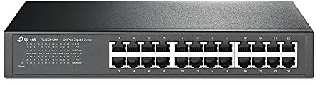 TP-Link TL-SG1024D Switch Gigabit 24 Porte, Montaggio Desktop o Rack, Plug & Play, Priorità del Traffico, Prevenzione Loop, Modalità di Isolamento, Funzionamento Silenzioso, Case in Metallo