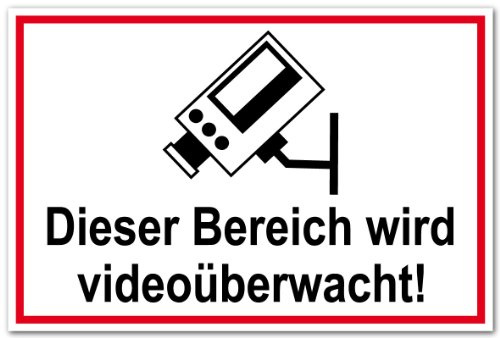 Hinweisschild aus Folie - Dieser Bereich wird videoüberwacht! - 30 x 45 cm