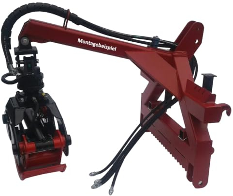 Joma-Tech Kombianbaurahmen Euro- und Dreipunkt mit Forstgreifer OG12, Pendelgelenk und 3t Bolzen Rotator