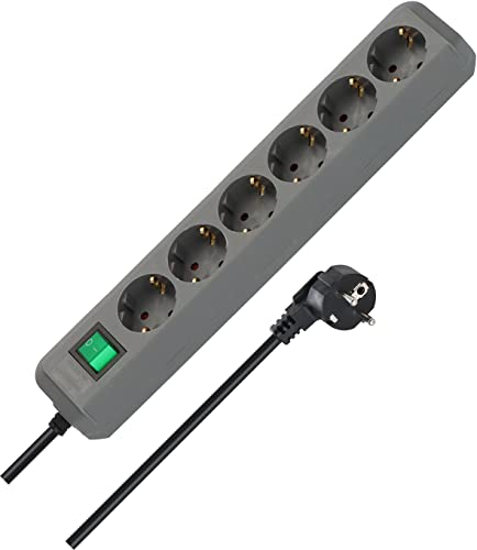 Brennenstuhl Eco-Line regleta de enchufes con 6 Tomas de Corriente (Cable de 1,5 m, Interruptor) Plateado