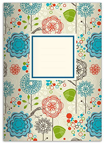 Kartenkaufrausch 4 fröhliche Flower Power DIN A5 Schulhefte, Schreibhefte, bunt Lineatur 9 (liniertes Heft)