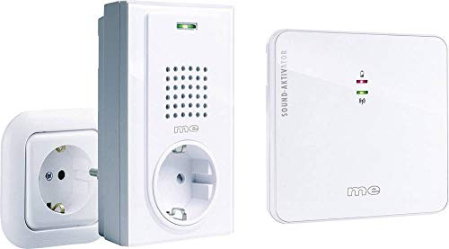 m-e Bell FG-12 geräuschaktive Türklingel Weiterleitung, Türklingel Erweiterung mit Funkempfänger mit Lichtsignal, Drahtlose Klingelweiterleitung für bestehendes Klingelsystem