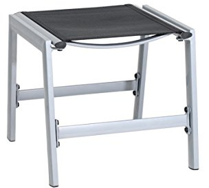 greemotion Fußhocker Monza silber/schwarz, Hocker für den Innen- und Außenbereich, schmutzunempfindlich und pflegeleicht, stapelbar, Sitzmaße: ca. 41 x 42 x 43 cm