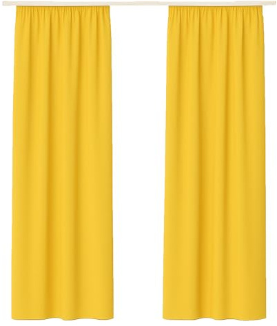 Bestlivings Vorhang Blickdicht Aber Lichtdurchlässig (140x245cm / 2 Stück) Gardine Uni (Gelb) mit Kräuselband/Universalband, für Fenster, Balkon - Gardinenschal