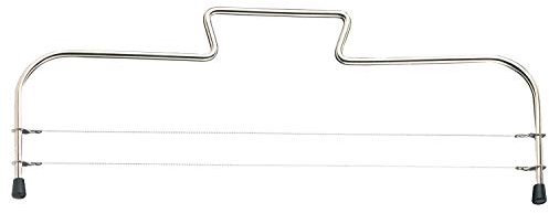 Westmark Tortenbodenteiler/Tortenschneider mit 2 gezahnten Schneiddrähten, Rostfreier Edelstahl, Länge: 32 cm, Simplex-Duo, Silber, 71602270