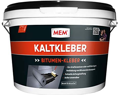 MEM Kaltkleber, Zur Verklebung und Reparatur von Bitumendachpappen, Mit schneller Anfangshaftung, Lösemittelfrei, 3 kg, Schwarz