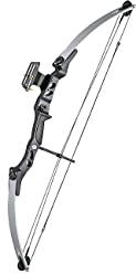 Kraftvoller Compoundbogen 55 lbs für Rechtshänder – inkl. 2-Pin-Visier & Pfeilauflage in Silber/Schwarz