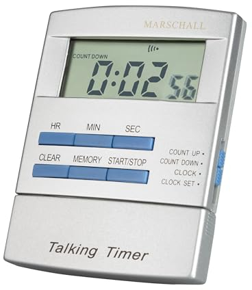 Marschall Deutsch sprechender, digitaler Kurzzeitmesser I 1350 I Mit Zeitansage und 24 Stunden Countdown I Verschiedene Signaltöne I Einfache Bedienung