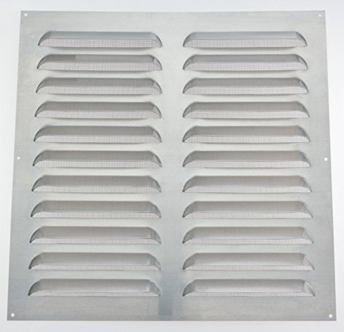 Wetterschutzgitter Lüftungsgitter Aluminium natur 50 x 50 cm mit Fliegendraht Lamellengitter