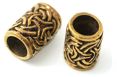 LynnAround Bronze Norse Viking Celtic Beard Beads Rings, Dwarven Dreadlock Pirate Medieval Hair Beads, Pagan Jewelry (Regular Bead Ring - Bronze)