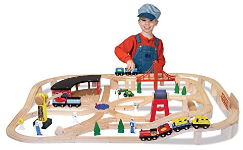 Melissa & Doug Järnvägsset (fordon, konstruktion av hög kvalitet 130 delar, 43,18 cm H x 12,7 cm B x 71,12 cm L)