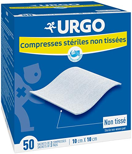 Urgo Non-Woven Sterile Compresses 10cm x 10cm 50 Sachets of 2 Compresses