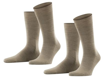 ESPRIT Basic Wool Multipack M So lana algodón lisos 2 pares, Calcetines Hombre, Marrón Nutmeg Melange 5410, 39-42
