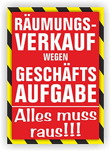 Fassbender-Druck Plakat Räumungsverkauf wegen Geschäftsaufgabe DIN A1 / DIN A2 / DIN A3 (DIN A1 (841x594mm) Kundenstopperformat)