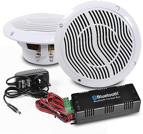 E-Audio Bluetooth Ceiling Speaker Kit Bathroom Wireless Bluetooth Amplifier Water Resistant Ceiling Speakers (2 Way)