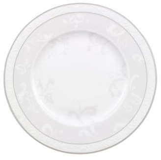 Villeroy & Boch Villeroy und Boch - Gray Pearl Frühstücksteller, kleiner Speiseteller mit filigraner Verzierung aus Premium Bone Porzellan, spülmaschinenfest, 220 mm