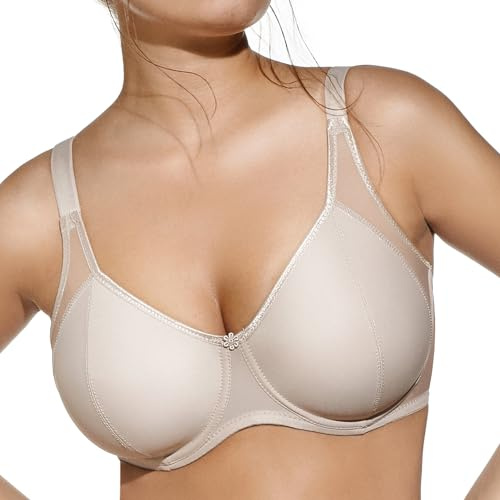 Selene, Sujetador Reductor para Mujer con Banda Alta Comfort y Aro, Sin Relleno, Inserciones de Tejido Transpirable, Colección Renata, Color Tierra, Talla 100C