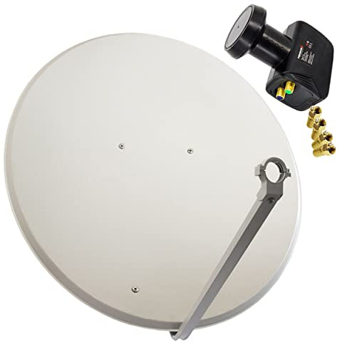 Premium X Satelliten-Komplettanlage 100cm Satellitenschüssel Hellgrau Satellitenantenne Twin LNB F-Stecker, SAT bis 2 Teilnehmer