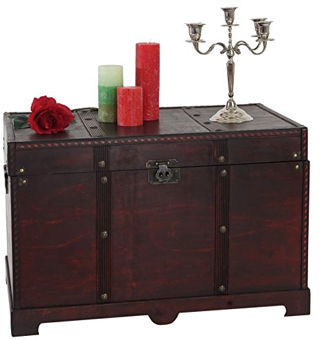 Mendler Holztruhe Holzbox Schatztruhe Valence Antikoptik 49x77x47cm - eckig