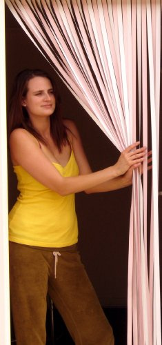 Tube Type Door Curtain,Bug Blind,Fly Blind,Strip Blind-SOFT PINK & WHITE - 80cm wide x 200cm drop