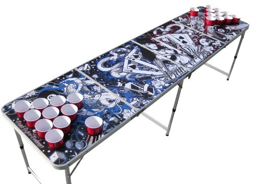 The Pong Squad Tattoo Beer Pong Tisch mit Löchern