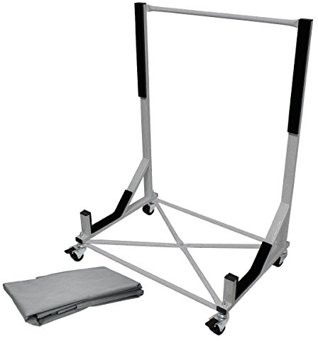 ECD Germany Hardtopständer mit 4 feststellbaren Rädern inkl. XXL Bezug - Silber - aus pulverbeschichtetem Stahl - Hardtop Ständer Hardtophalter Aufbewahrung Trolley Hülle Abdeckhaube Schutzbezug Cover