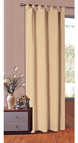 Gardinenbox 1er Set Vorhang Blickdicht Matte unifarbene Gardine mit Schlaufen. Aus edlem Microsatin Micofaser-Gewebe., 175x140, Sand, 20400