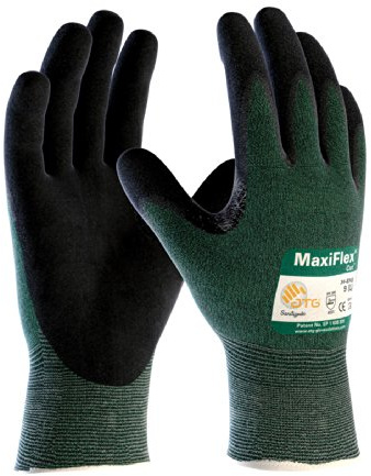 MaxiFlex Cut 34-8743 Cut Resistant Nitrile Coated Work Gloves with Green Knit Shell and Premium Nitrile Coated