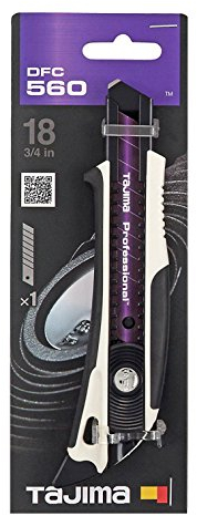 Tajima Cuttermesser (Cutter, Teppichmesser), 18mm Klinge, mit Schieber und Finne - gehärtete Klingenführung DFC560W