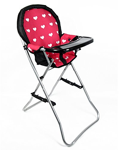 Foldable Baby Doll High Chair, Baby Doll Accessories, Dolls & Accessories Highchair Stuff for 18 Inch Doll, Doll High Chair Toy Set for Toddlers 3 Year Old Girls, 5+ Year Old Girl Doll Furniture Toys