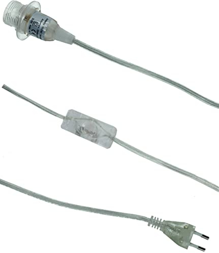 GURU SHOP Anschlusskabel, Steckerleitung, Zuleitung, Lampen Kabel mit Schalter, Fassung Einzeln Verpackt - 3m - Transparent / E14, 0,1x3x0,2 cm, Elektrozubehör